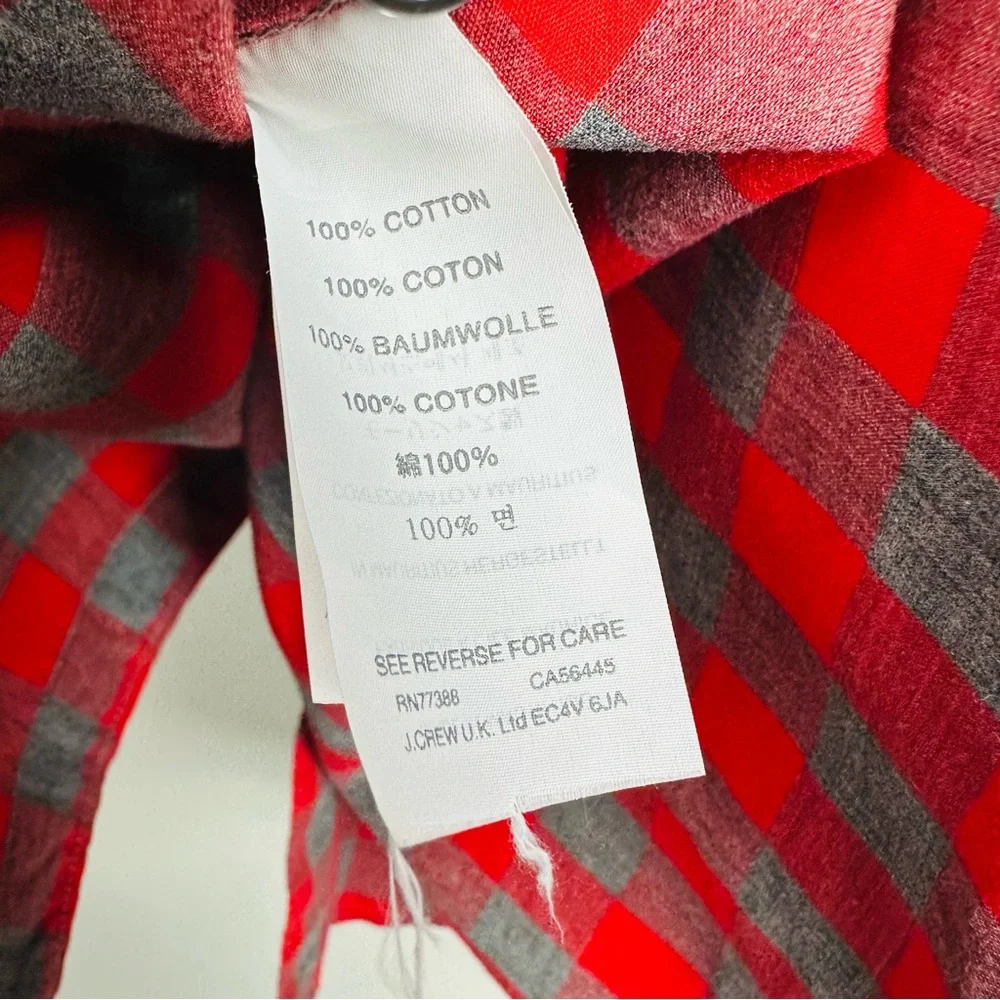 J. Crew Red and Gray Casual Button Down Shirt with Classic Fit Size Medium